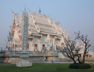 CHIANG RAI, THAILAND -  February 27, 2010: beautiful and amazing Wat Rongkhun (White temple). White temple, Chiang Rai, Thailand.