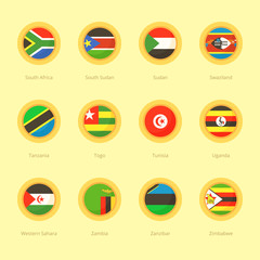 African Circular Flags (South Africa, Tanzania, Tunisia)