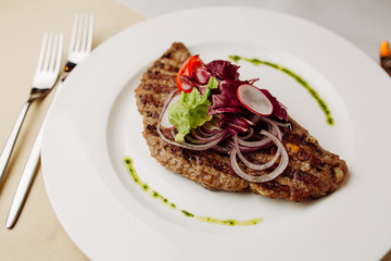 cutlet stuffed with soft cheese Pleskavitsa
