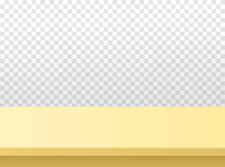 Fototapeta premium Light wooden or plastic beige tabletop. Vector table top isolated on transparent background.