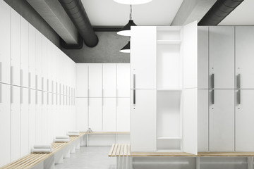 Locker room with open door