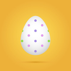 Doted colored easter egg on yellow background. Vector illustration.