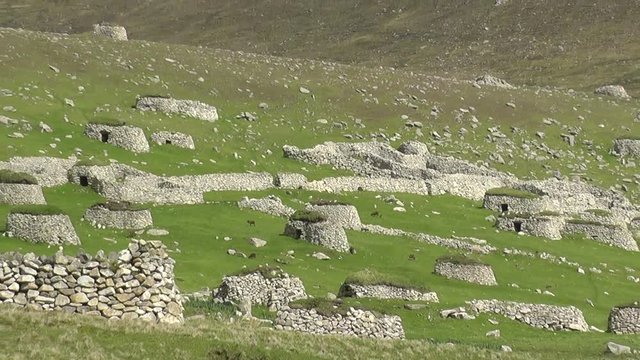 Cleits and abandoned Village Hirta St Kilda Scotland