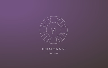 yi y i monogram floral line art flower letter company logo icon design