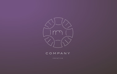 rm r m monogram floral line art flower letter company logo icon design