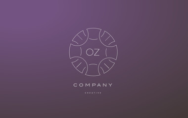 oz o z monogram floral line art flower letter company logo icon design