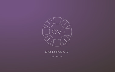 ov o v monogram floral line art flower letter company logo icon design