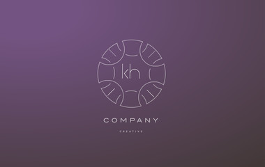kh k h monogram floral line art flower letter company logo icon design