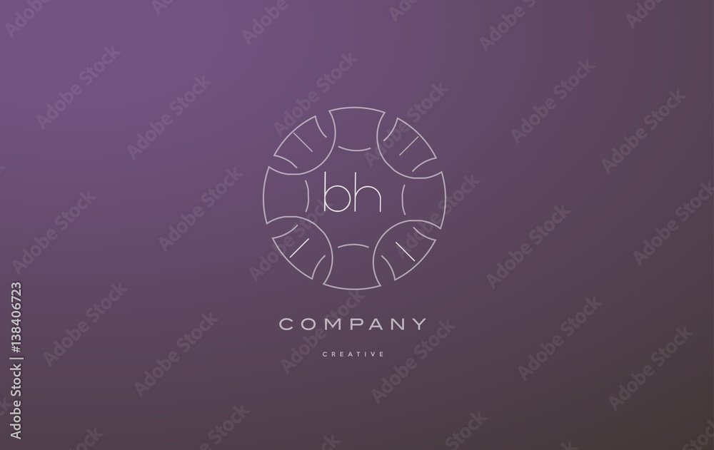 Wall mural bh b h monogram floral line art flower letter company logo icon design