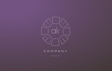 ak a k monogram floral line art flower letter company logo icon design