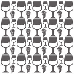 glass cup and bunch grape seamless pattern design vector illustration eps 10