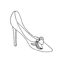 High-heeled shoes for woman. Fashion footwear artwork. Isolated clipart for coloring book pages design
