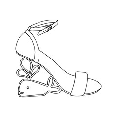 High-heeled shoes for woman. Fashion footwear artwork. Isolated clipart for coloring book pages design