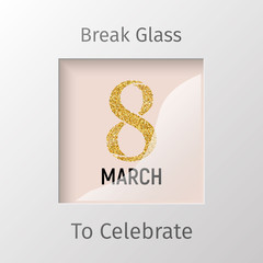 Vector illustration of 8 March under glass