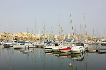 Fototapeta na wymiar Msida marina with boats on Malta Island.