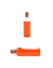 Vial filled with colored liquid