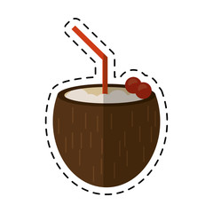 cartoon cocktail coconut cherry fresh vector illustration eps 10
