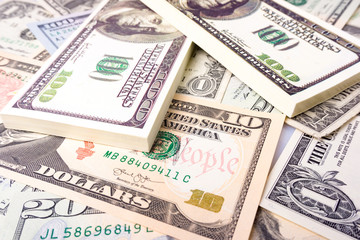 A stack of money. Background of money. dollars pile as background.