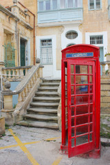 Red phone box in Valletta, Malta