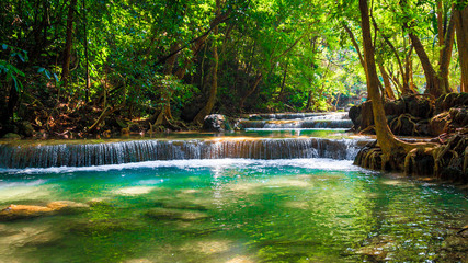 Beautiful waterfall.  Erawan National Park in Kanchanaburi, Thailand