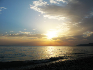 Fantastic sea ocean golden sunset horizon sky photo