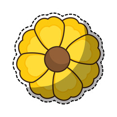 sticker of yellow silhouette figure flower icon floral vector illustration