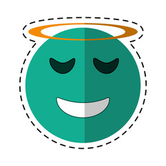 angel emoticon style cut line vector illustration eps 10