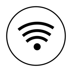 monochrome contour with circular frame with wifi icon