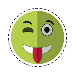 eyewink and tongue emoticon style cut line vector illustration eps 10