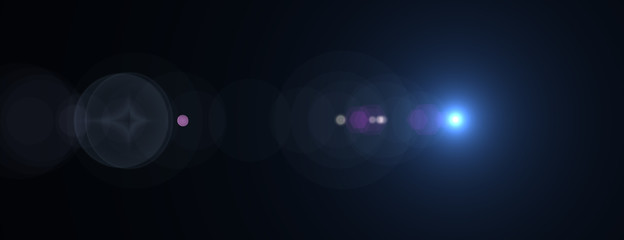 Lens flare effect. 3D rendering