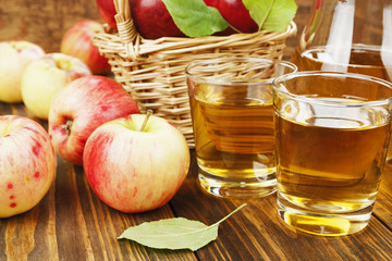 Fresh apple juice in the glass