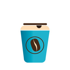 color silhouette with disposable cup of cappuccino vector illustration