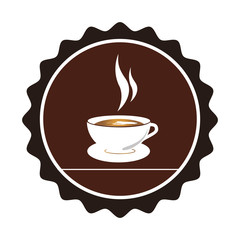 color circular emblem with coffee cup vector illustration