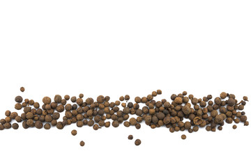 Allspice Berries in Row on Isolated White
