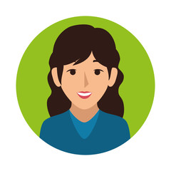 green sphere of half body woman with wavy hair vector illustration