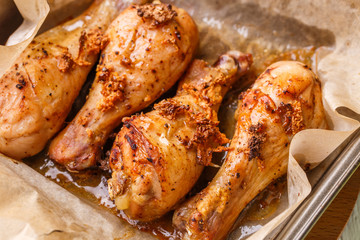 Drumstick poultry baked in oven