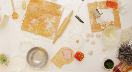 Cooking ingredients on a table.