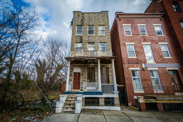 House along Carey Street, at Franklin Square, in Baltimore, Maryland.