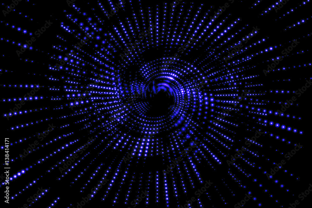 Wall mural abstract stream array colorful glitter sparkle blue lines with particles on black background technol