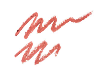 Red color lipstick paint stroke on background