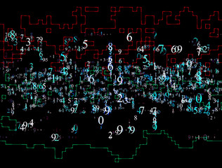 set of random numbers abstract geometric rectangular lines