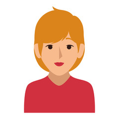 colorful silhouette half body woman with blond hair vector illustration