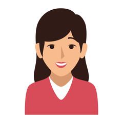 colorful silhouette half body woman with long hair vector illustration