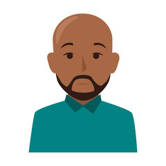 colorful silhouette half body brunette bald man with beard vector illustration