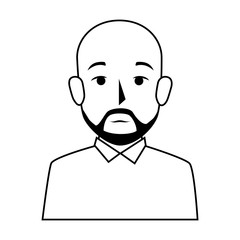 silhouette half body bald man with beard vector illustration