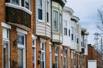 Rowhouses in Greektown, in Baltimore, Maryland.