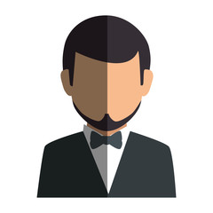 colorful silhouette faceless half body man formal style with bowtie vector illustration