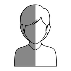 silhouette faceless half body woman with short hair vector illustration