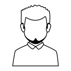 silhouette faceless half body man with beard vector illustration