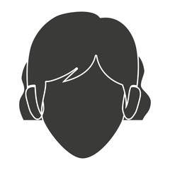 monochrome silhouette faceless front view woman with wavy hair vector illustration
